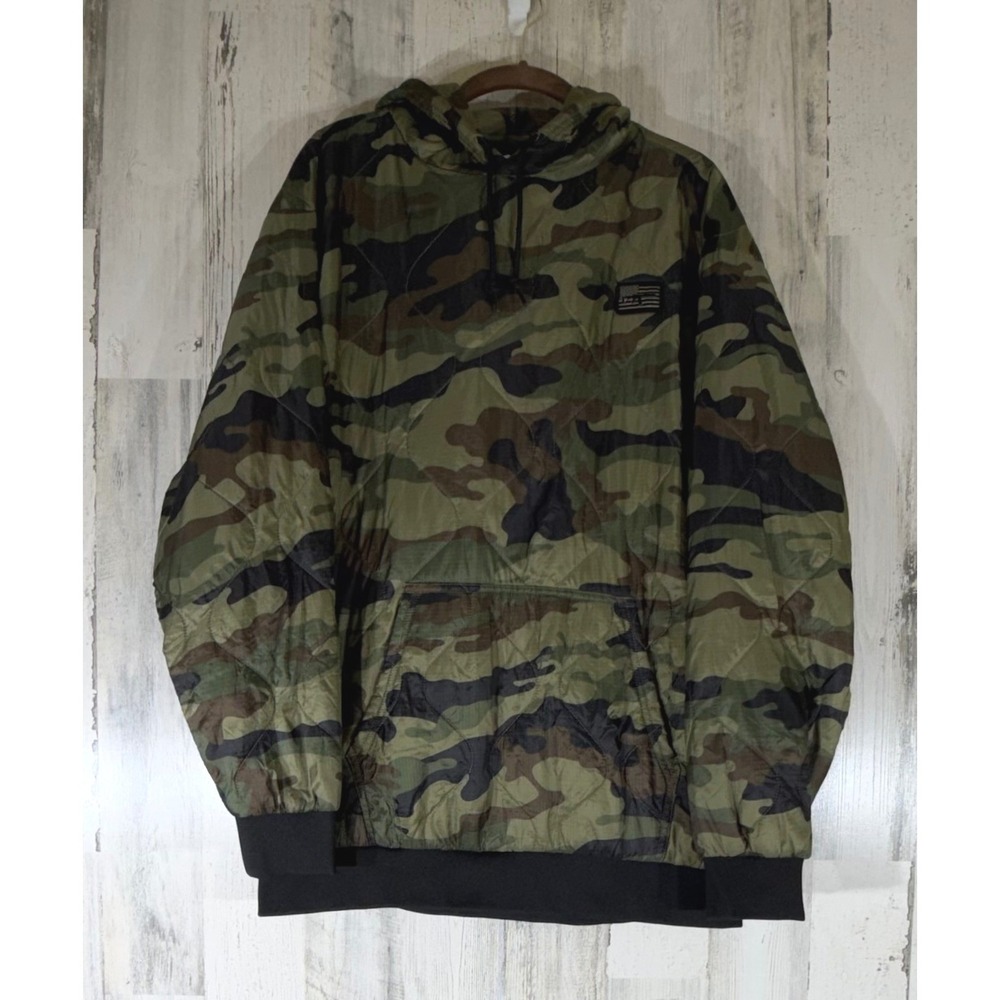 Black Rifle Coffee Company Quilted Hoodie Large Camo Pullover Gorpcore Outdoors